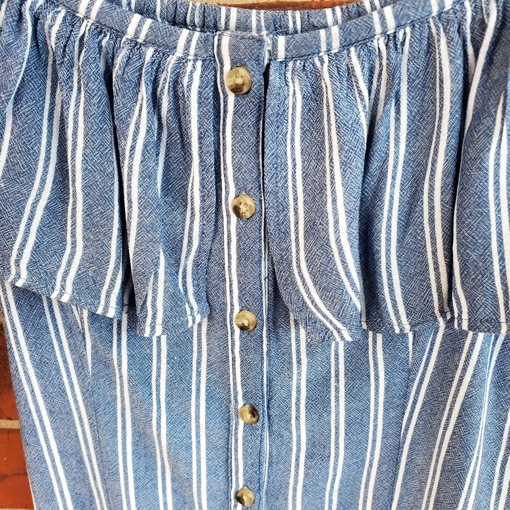 American Eagle Outfitters Blue and White Striped Bbutton Up Mini Dress XS/TP - Picture 5 of 5